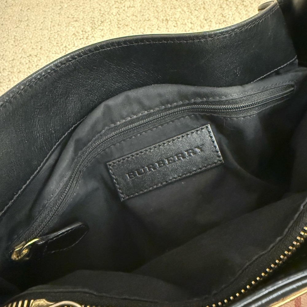 BURBERRY Haymarket Check Coated Canvas Medium Goldtone Tote Bag - Picture 16 of 16